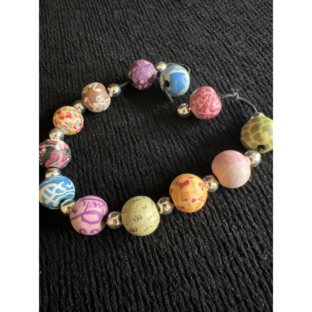 Viva Beads Recycled Paper Bead Stretch Bracelet Multicolor Artisan Handmade READ